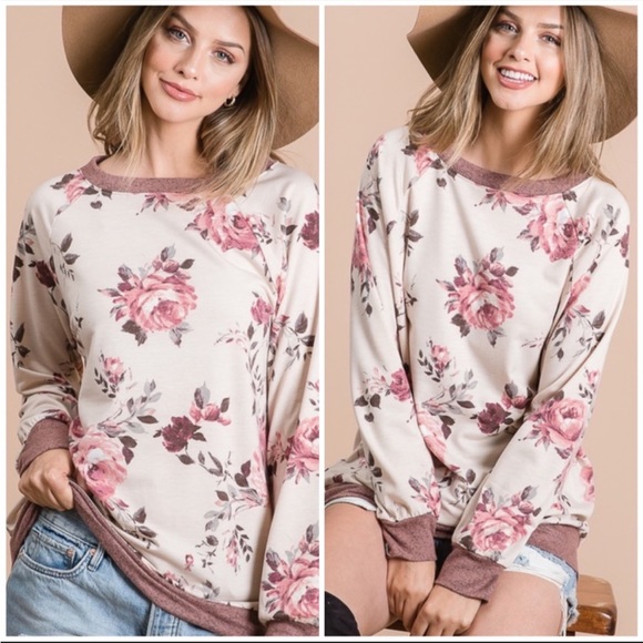 37. First Love Floral Print Long Sleeve Top - Picture 5 of 6